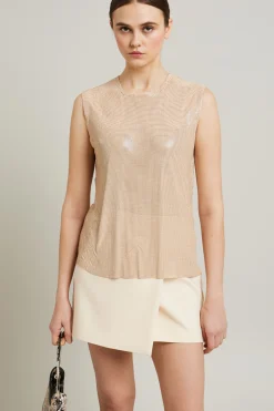 Top in maglia metallica - Beige