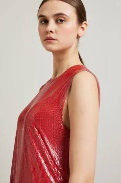 Top in maglia metallica - Rosso
