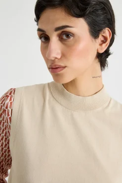 Top in maglia stretch - Beige