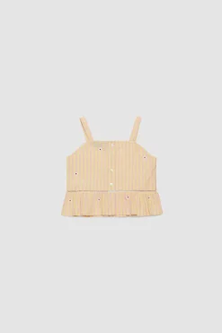 Top in popeline a righe BAMBINI - Giallo Rosa