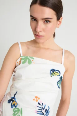 Top in popeline arricciato - Bianco
