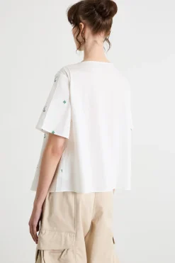 Top in popeline e jersey - Bianco