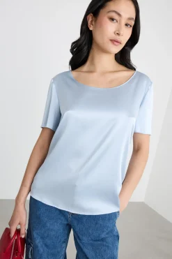 Top in raso - Azzurro