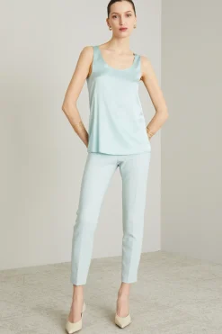 Top in raso - Azzurro