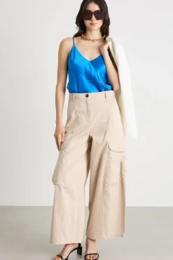 Top in raso - Blu