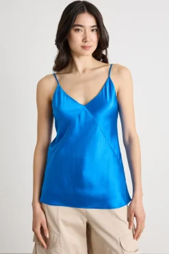 Top in raso - Blu