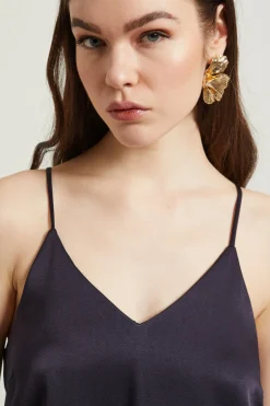 Top in raso con spalline - Blu Notte