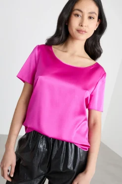 Top in raso - Fuxia