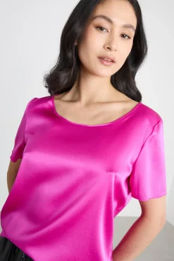 Top in raso - Fuxia