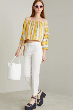 Top in raso - Giallo Beige
