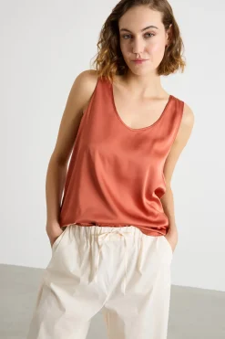 Top in raso leggero stretch - Arancione