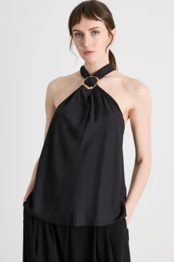 Top in satin leggero - Nero