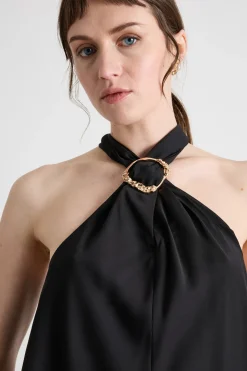 Top in satin leggero - Nero