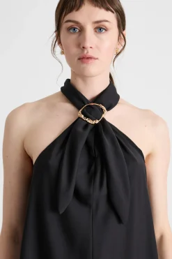 Top in satin leggero - Nero