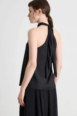Top in satin leggero - Nero