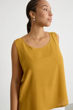 Top in tessuto fluido - Cammello