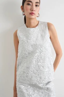 Top in tessuto jacquard - Argento