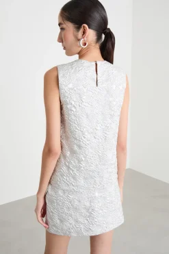 Top in tessuto jacquard - Argento