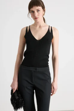 Top in viscosa e lurex - Nero