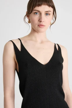 Top in viscosa e lurex - Nero