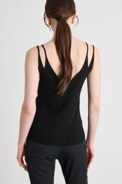 Top in viscosa e lurex - Nero