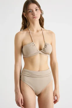 Top mare in jersey lucido - Beige