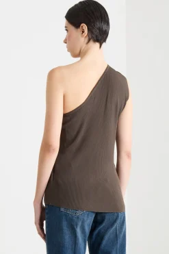 Top monospalla in viscosa crepe - Verde