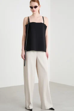 Top off-shoulder in cady - Nero