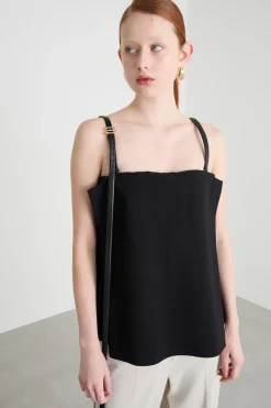 Top off-shoulder in cady - Nero