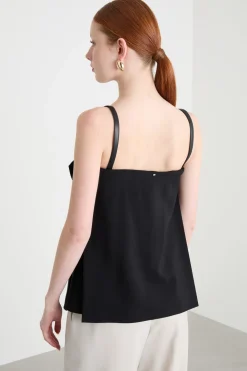 Top off-shoulder in cady - Nero