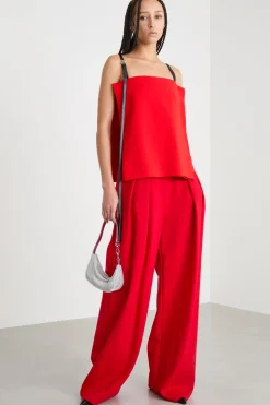 Top off-shoulder in cady - Rosso