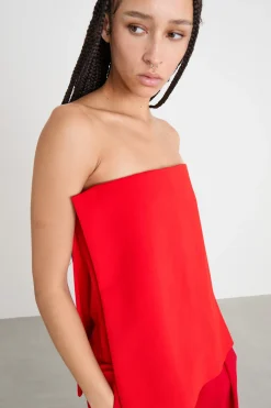 Top off-shoulder in cady - Rosso