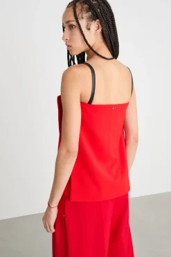 Top off-shoulder in cady - Rosso