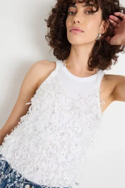 Top ricamato con cristalli - Trasparente