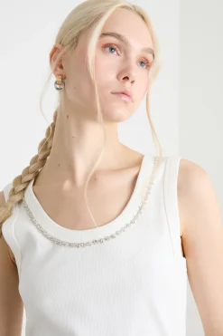 Top smanicato aderente - Bianco