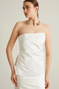 Top smanicato - Bianco