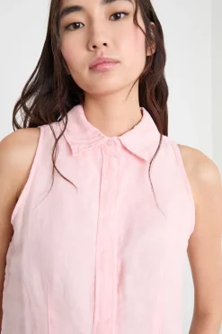 Top smanicato con bottoni - Rosa