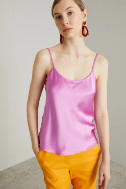 Top sottoveste in pura seta - Rosa