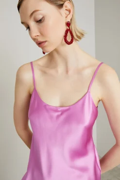 Top sottoveste in pura seta - Rosa