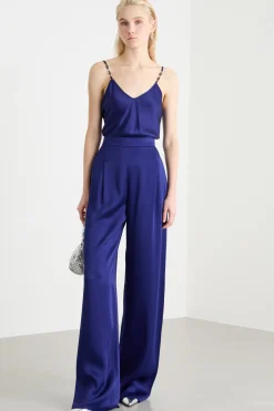 Top sottoveste in raso - Blu