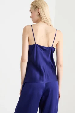 Top sottoveste in raso - Blu