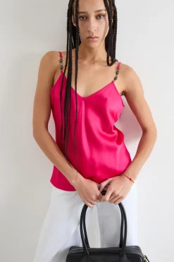 Top sottoveste in raso - Fuxia