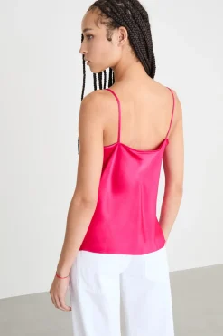 Top sottoveste in raso - Fuxia