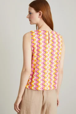 Top stampato - Rosa Giallo Bianco