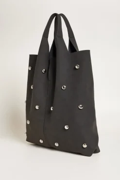Tote bag con borchie - Nero