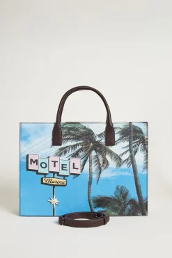 Tote bag in tessuto spalmato - Azzurro Nero Rosa