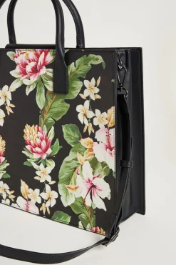 Tote bag in tessuto spalmato - Nero Rosa Verde