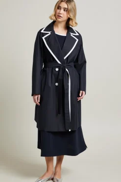 Trench con bordi a contrasto - Blu Bianco