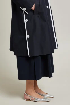 Trench con bordi a contrasto - Blu Bianco