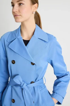 Trench corto in gabardina antigoccia - Azzurro